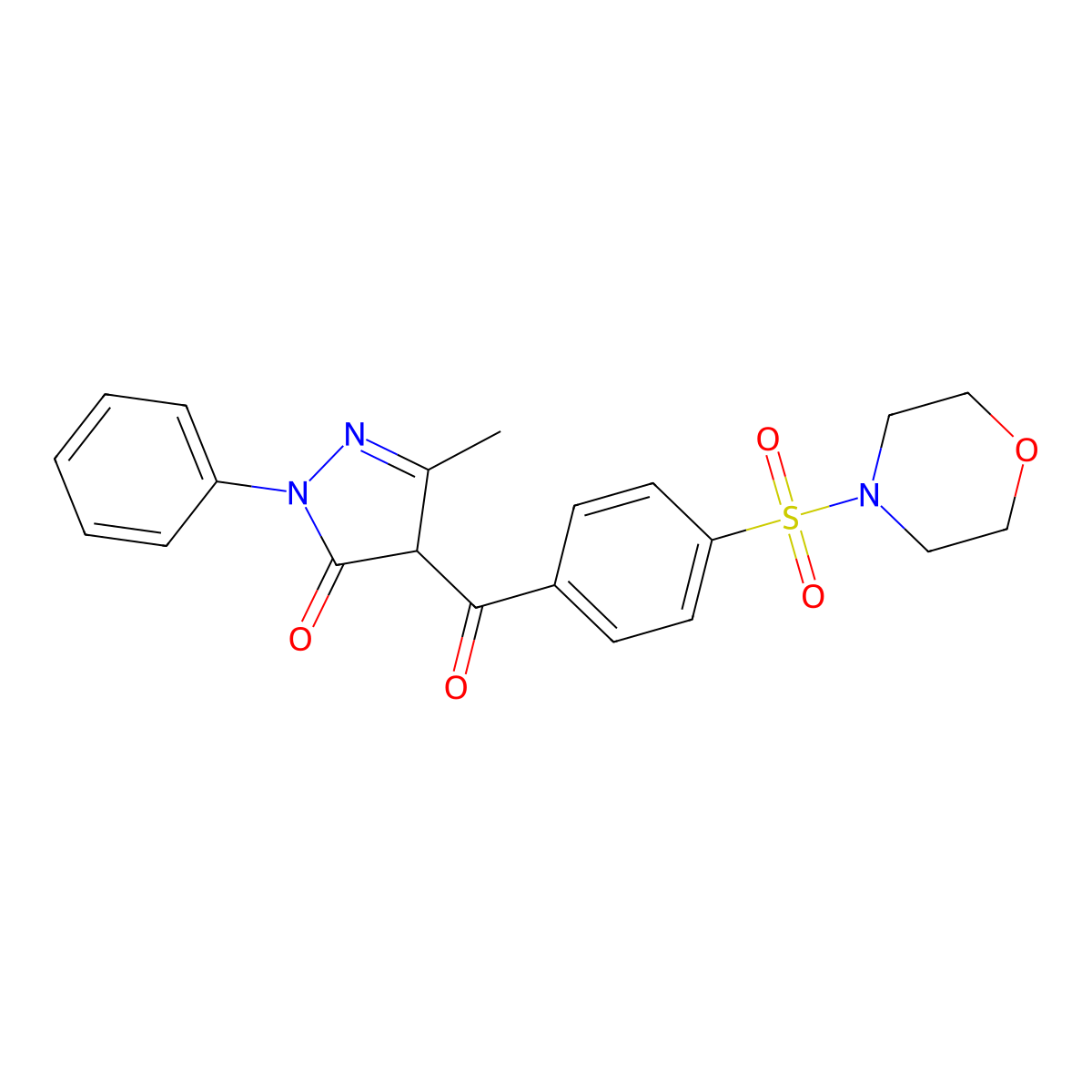 3-methyl-4-(4-(morpholinosulfonyl)benzoyl)-1-phenyl-1H-pyrazol-5(4H)-one molecular structure, CAS 1021108-11-1