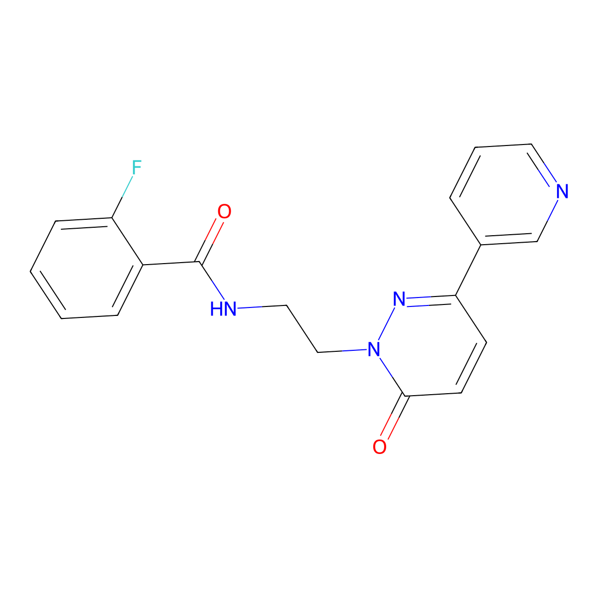 2-fluoro-N-(2-(6-oxo-3-(pyridin-3-yl)pyridazin-1(6H)-yl)ethyl)benzamide molecular structure, CAS 1021108-16-6