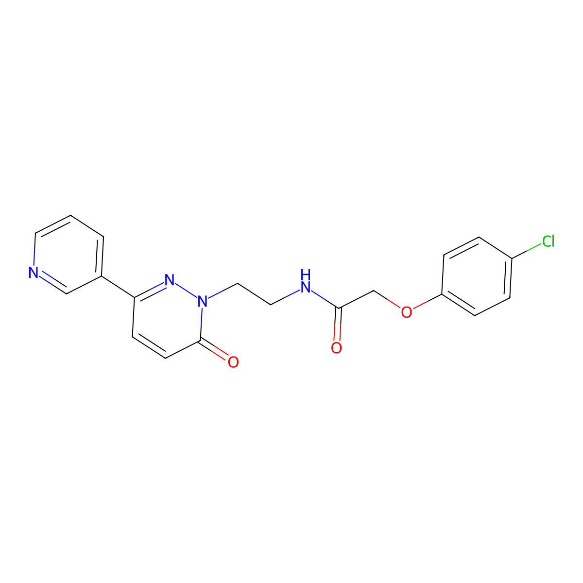 2-(4-chlorophenoxy)-N-(2-(6-oxo-3-(pyridin-3-yl)pyridazin-1(6H)-yl)ethyl)acetamide molecular structure, CAS 1021108-22-4