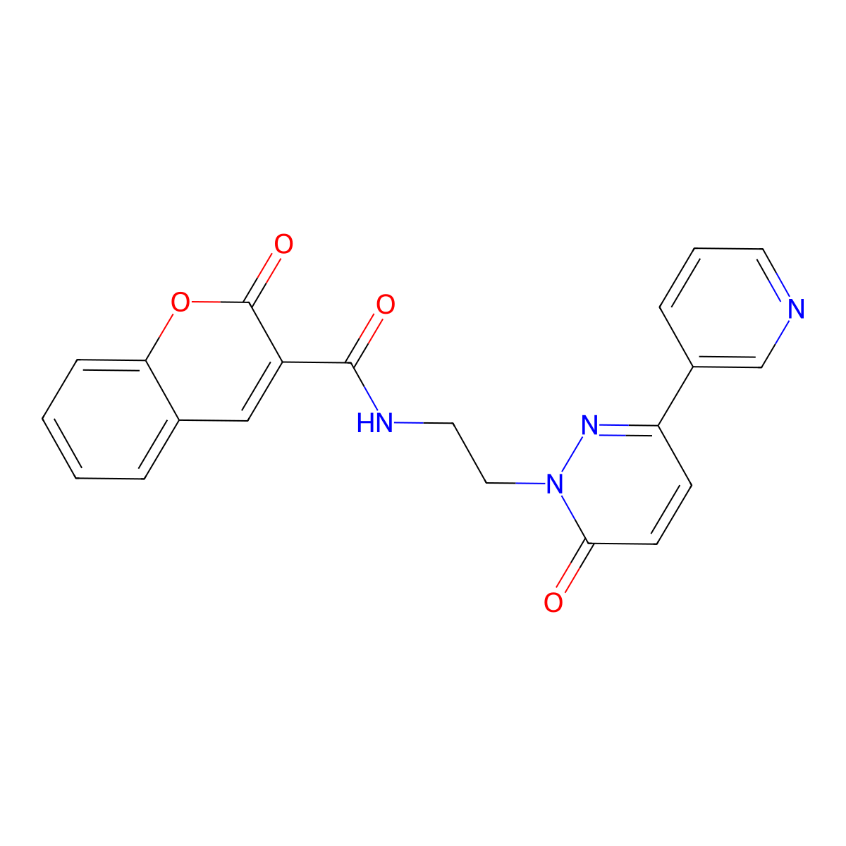 2-oxo-N-(2-(6-oxo-3-(pyridin-3-yl)pyridazin-1(6H)-yl)ethyl)-2H-chromene-3-carboxamide molecular structure, CAS 1021108-26-8
