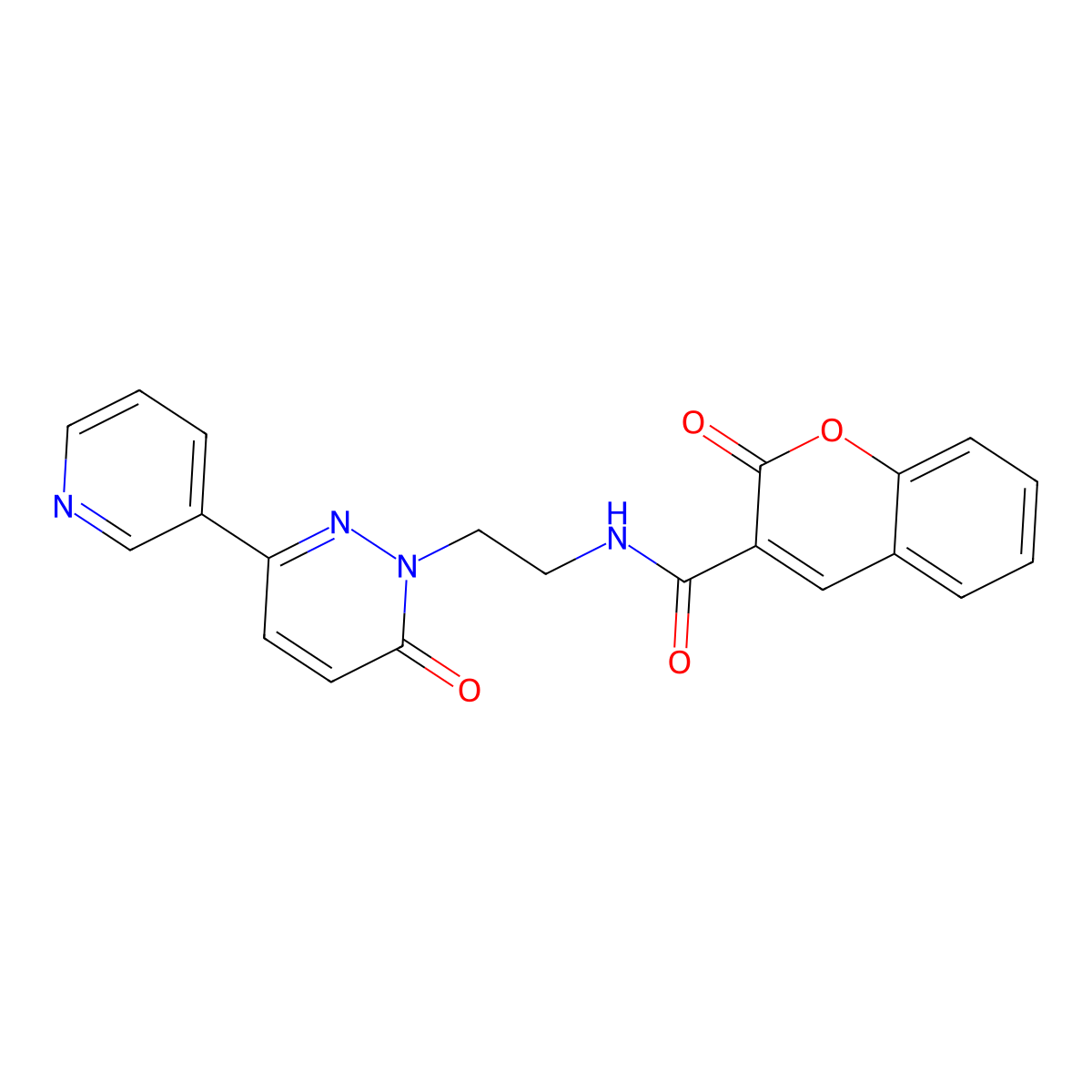 2-oxo-N-(2-(6-oxo-3-(pyridin-3-yl)pyridazin-1(6H)-yl)ethyl)-2H-chromene-3-carboxamide molecular structure, CAS 1021108-26-8