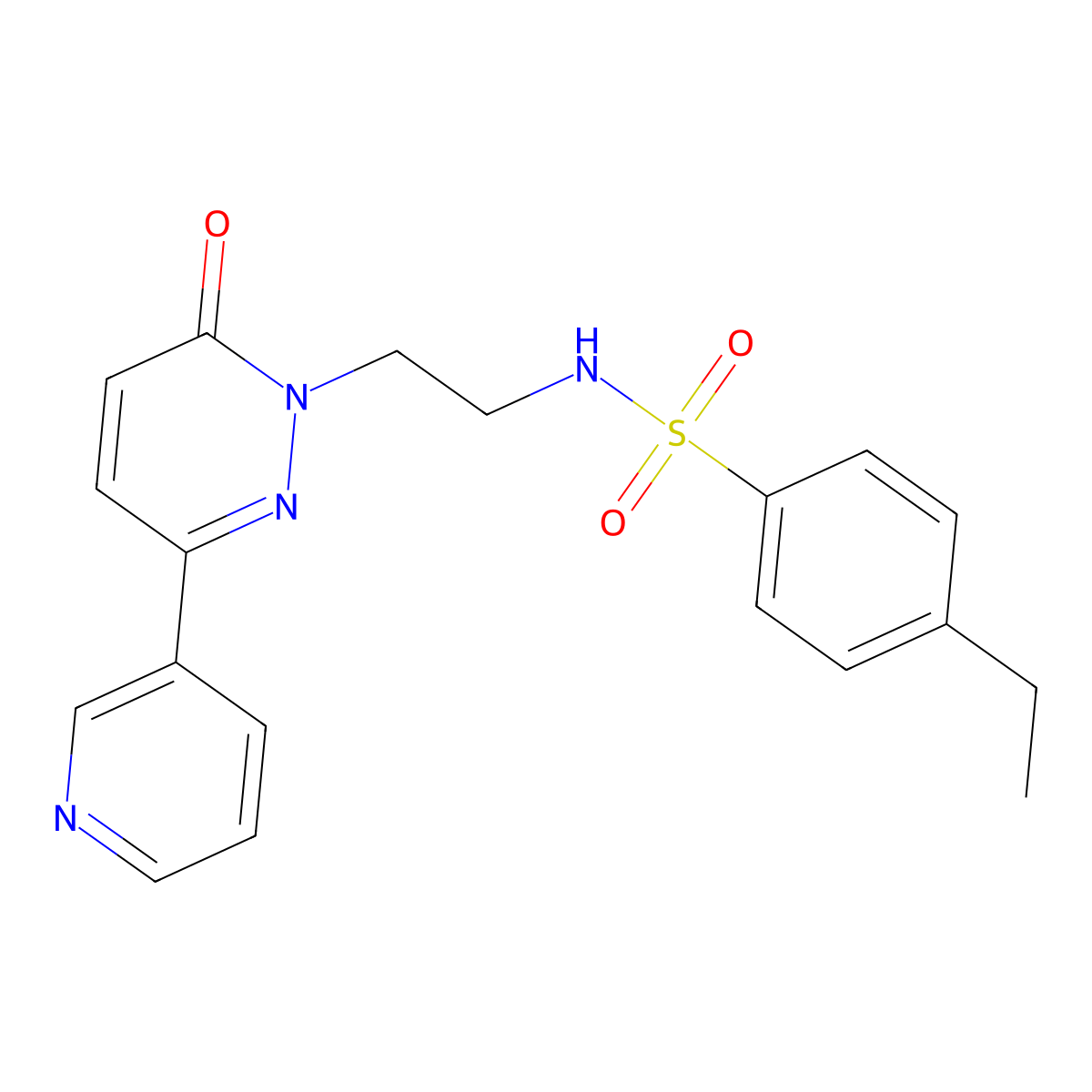 4-ethyl-N-(2-(6-oxo-3-(pyridin-3-yl)pyridazin-1(6H)-yl)ethyl)benzenesulfonamide molecular structure, CAS 1021108-31-5