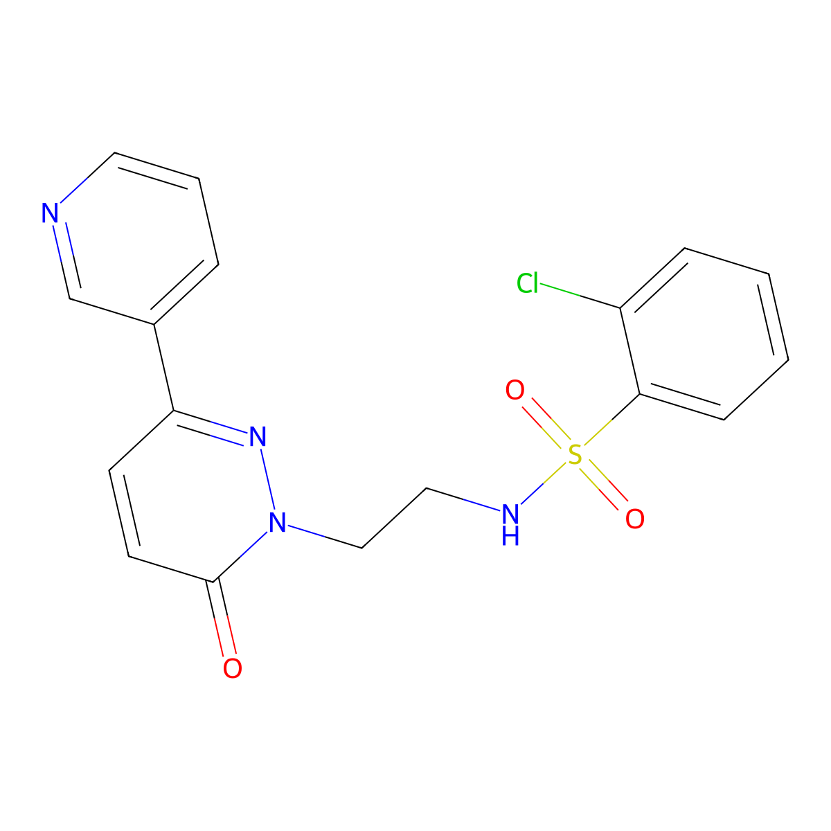 2-chloro-N-(2-(6-oxo-3-(pyridin-3-yl)pyridazin-1(6H)-yl)ethyl)benzenesulfonamide molecular structure, CAS 1021108-37-1