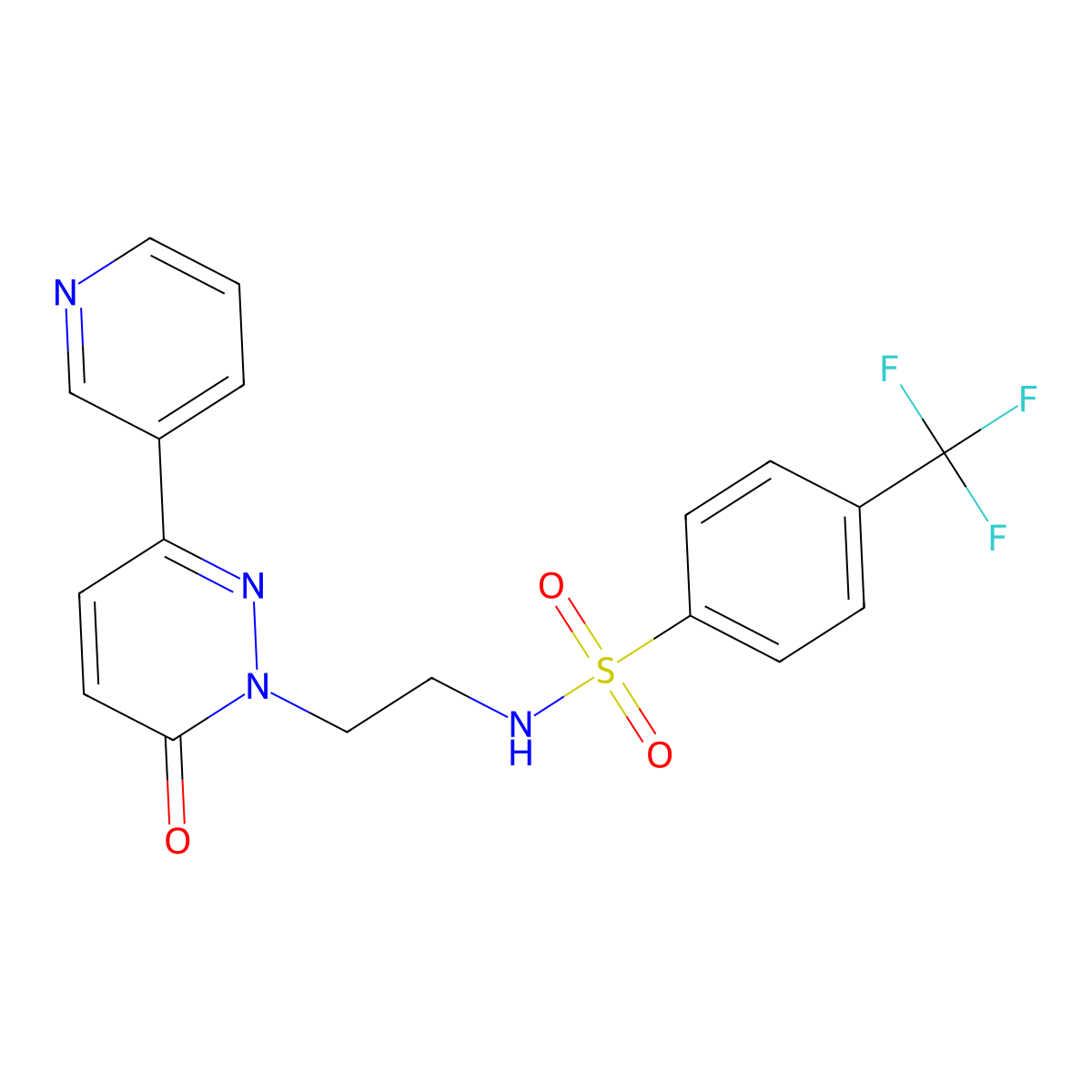 N-(2-(6-oxo-3-(pyridin-3-yl)pyridazin-1(6H)-yl)ethyl)-4-(trifluoromethyl)benzenesulfonamide molecular structure, CAS 1021108-40-6