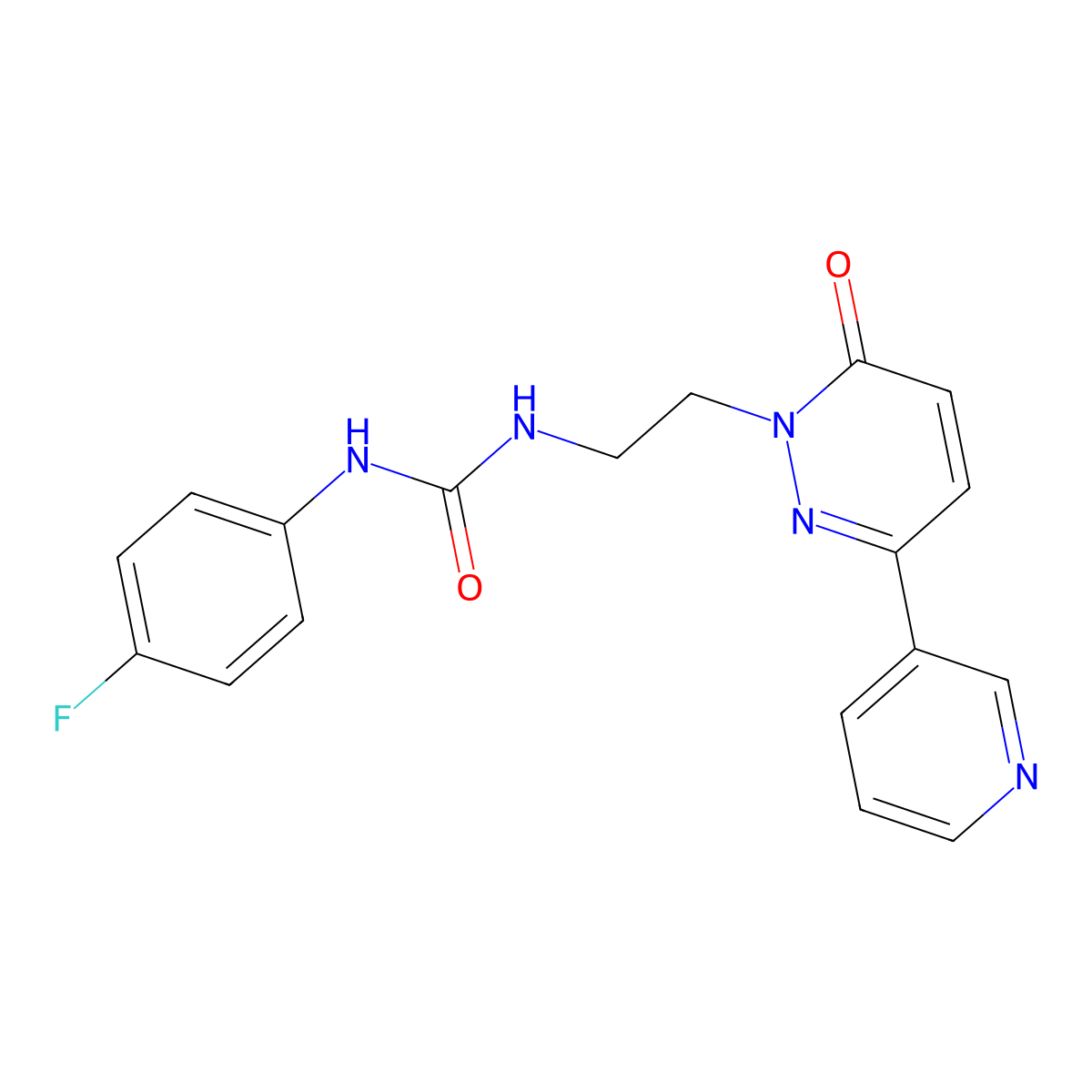 1-(4-fluorophenyl)-3-(2-(6-oxo-3-(pyridin-3-yl)pyridazin-1(6H)-yl)ethyl)urea molecular structure, CAS 1021108-43-9