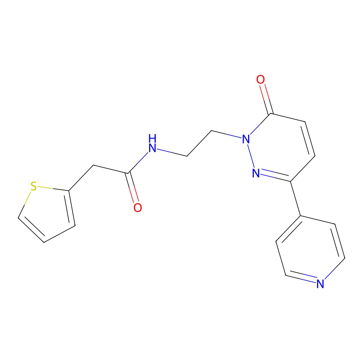 N-(2-(6-oxo-3-(pyridin-4-yl)pyridazin-1(6H)-yl)ethyl)-2-(thiophen-2-yl)acetamide molecular structure, CAS 1021108-52-0