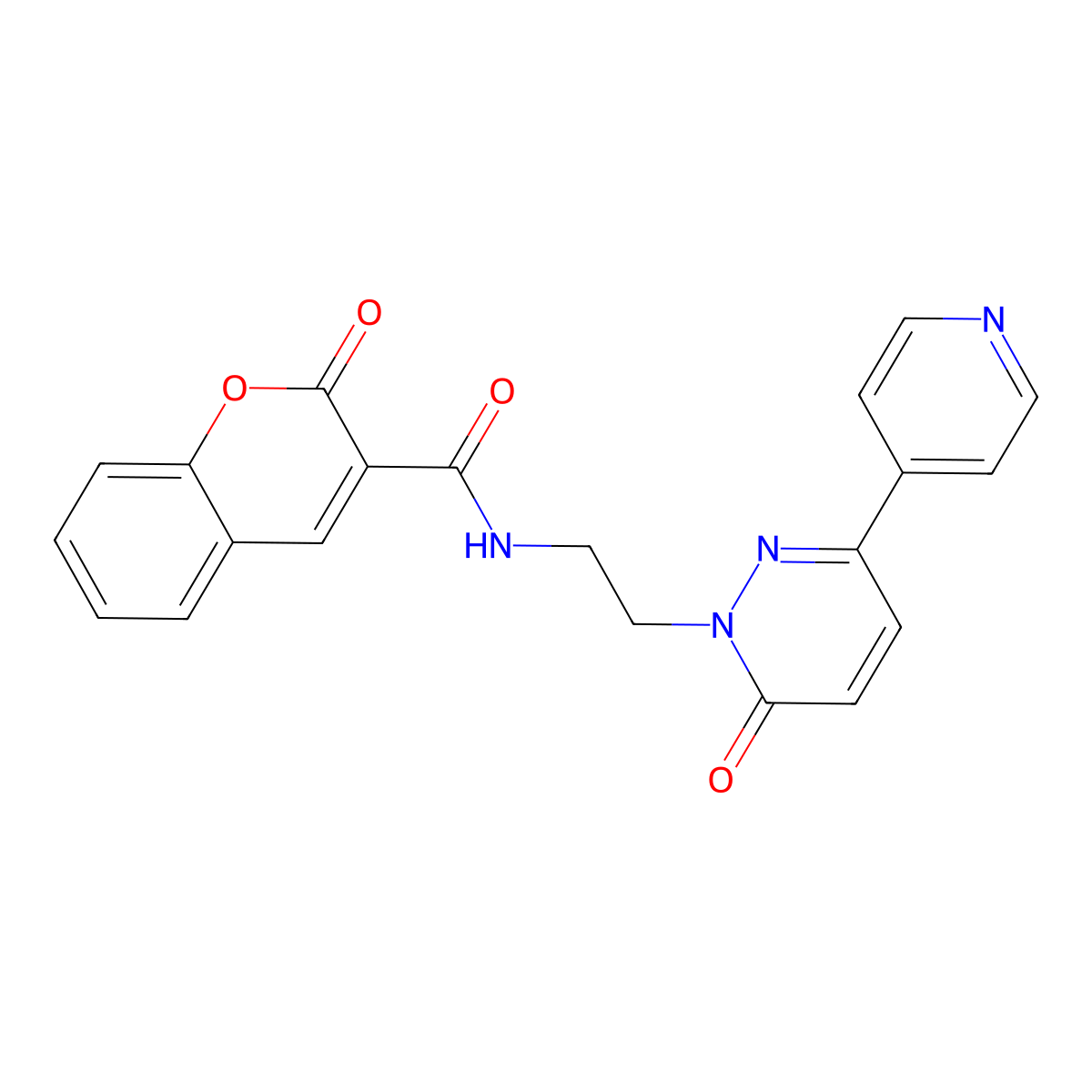 2-oxo-N-(2-(6-oxo-3-(pyridin-4-yl)pyridazin-1(6H)-yl)ethyl)-2H-chromene-3-carboxamide molecular structure, CAS 1021108-58-6