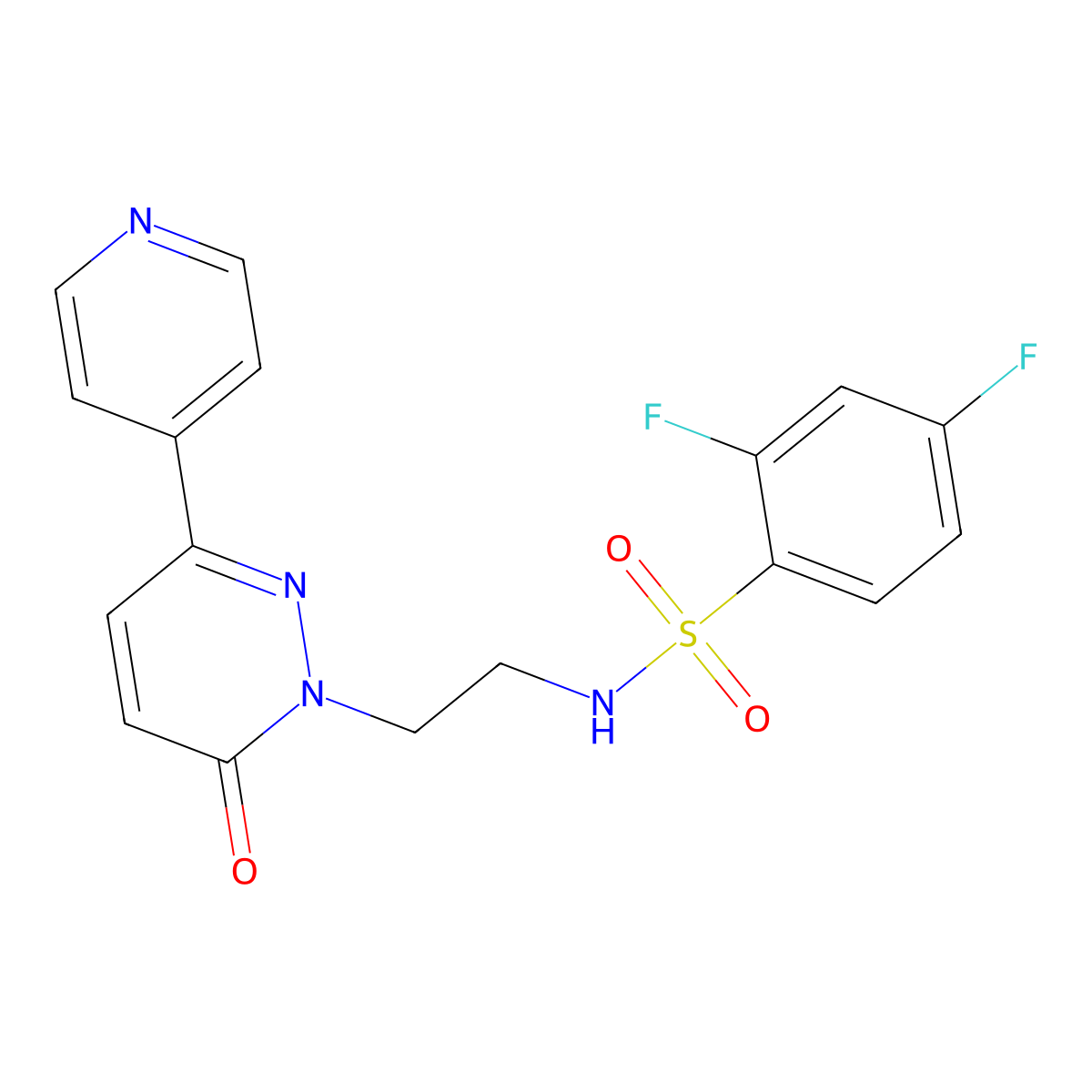 2,4-difluoro-N-(2-(6-oxo-3-(pyridin-4-yl)pyridazin-1(6H)-yl)ethyl)benzenesulfonamide molecular structure, CAS 1021108-69-9
