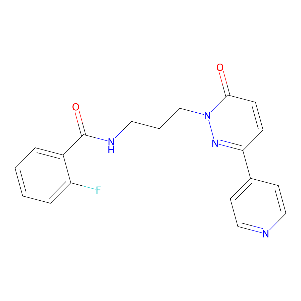 2-fluoro-N-(3-(6-oxo-3-(pyridin-4-yl)pyridazin-1(6H)-yl)propyl)benzamide molecular structure, CAS 1021108-89-3
