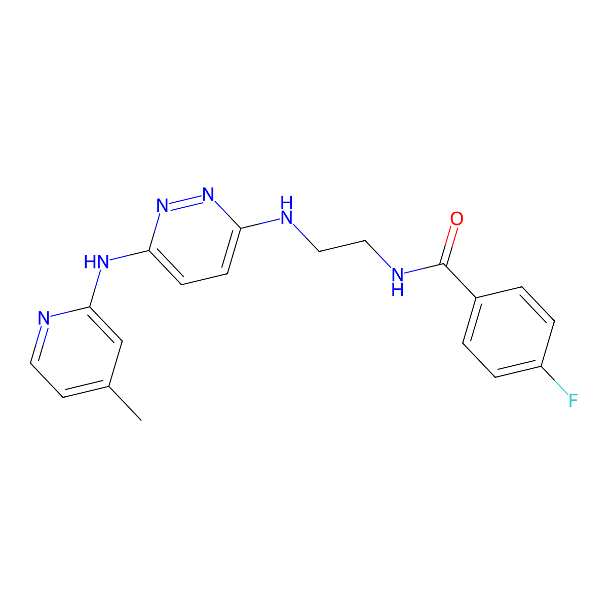 4-fluoro-N-(2-((6-((4-methylpyridin-2-yl)amino)pyridazin-3-yl)amino)ethyl)benzamide molecular structure, CAS 1021109-10-3