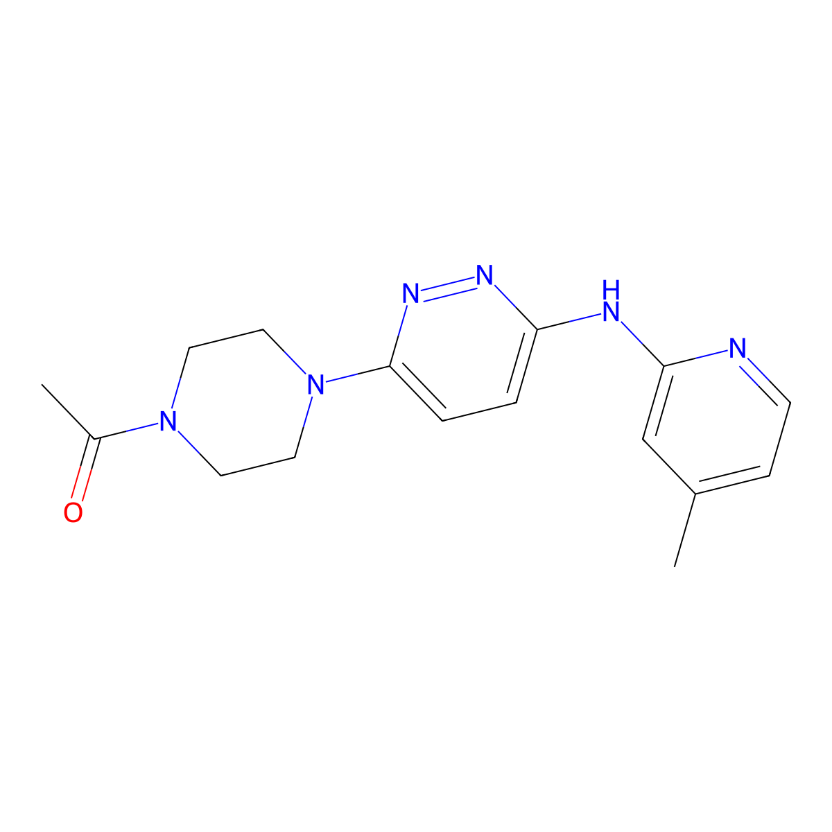 1-(4-(6-((4-Methylpyridin-2-yl)amino)pyridazin-3-yl)piperazin-1-yl)ethanone molecular structure, CAS 1021109-23-8