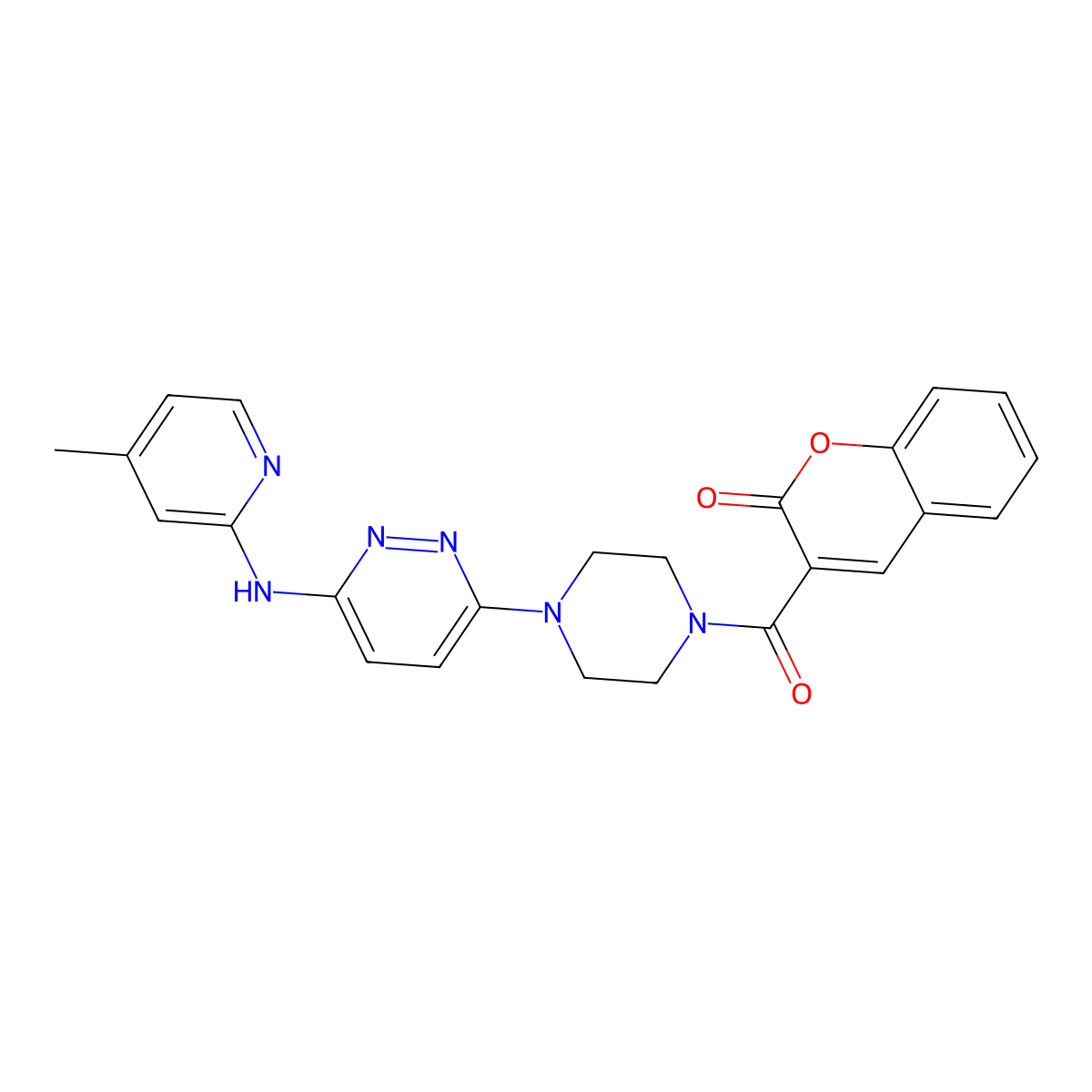 3-(4-(6-((4-methylpyridin-2-yl)amino)pyridazin-3-yl)piperazine-1-carbonyl)-2H-chromen-2-one molecular structure, CAS 1021109-32-9