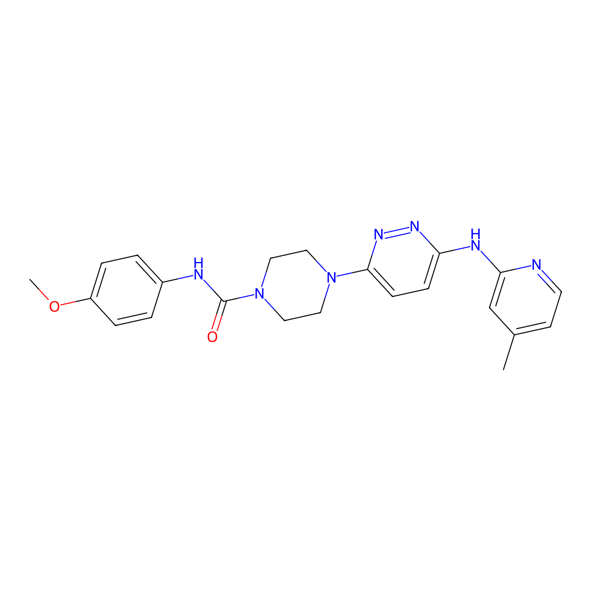 N-(4-methoxyphenyl)-4-{6-[(4-methylpyridin-2-yl)amino]pyridazin-3-yl}piperazine-1-carboxamide molecular structure, CAS 1021109-35-2
