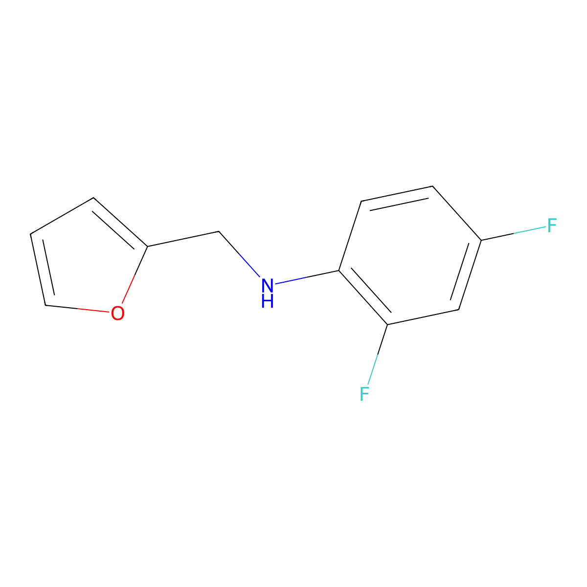 2,4-difluoro-N-((furan-2-yl)methyl)aniline molecular structure, CAS 1021109-39-6