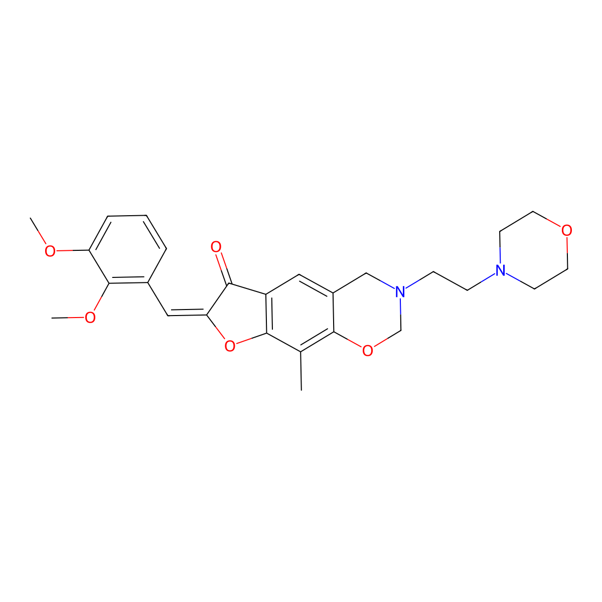 7-[(2,3-Dimethoxyphenyl)methylidene]-9-methyl-3-(2-morpholin-4-ylethyl)-2,4-dihydrofuro[3,2-g][1,3]benzoxazin-6-one molecular structure, CAS 1021109-40-9