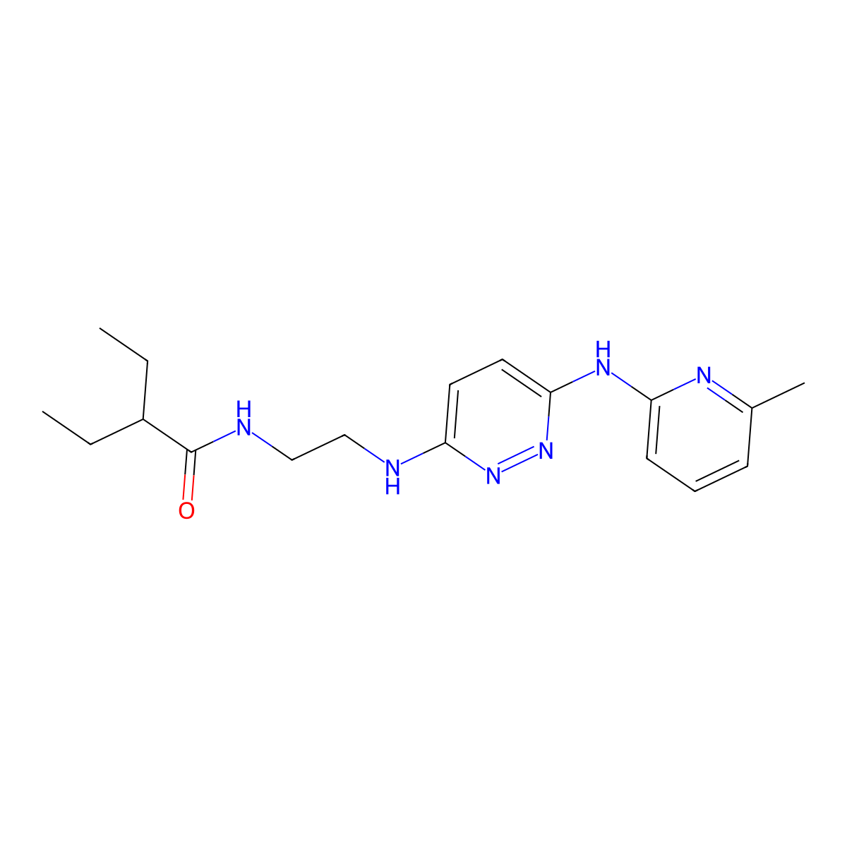2-ethyl-N-(2-((6-((6-methylpyridin-2-yl)amino)pyridazin-3-yl)amino)ethyl)butanamide molecular structure, CAS 1021109-48-7