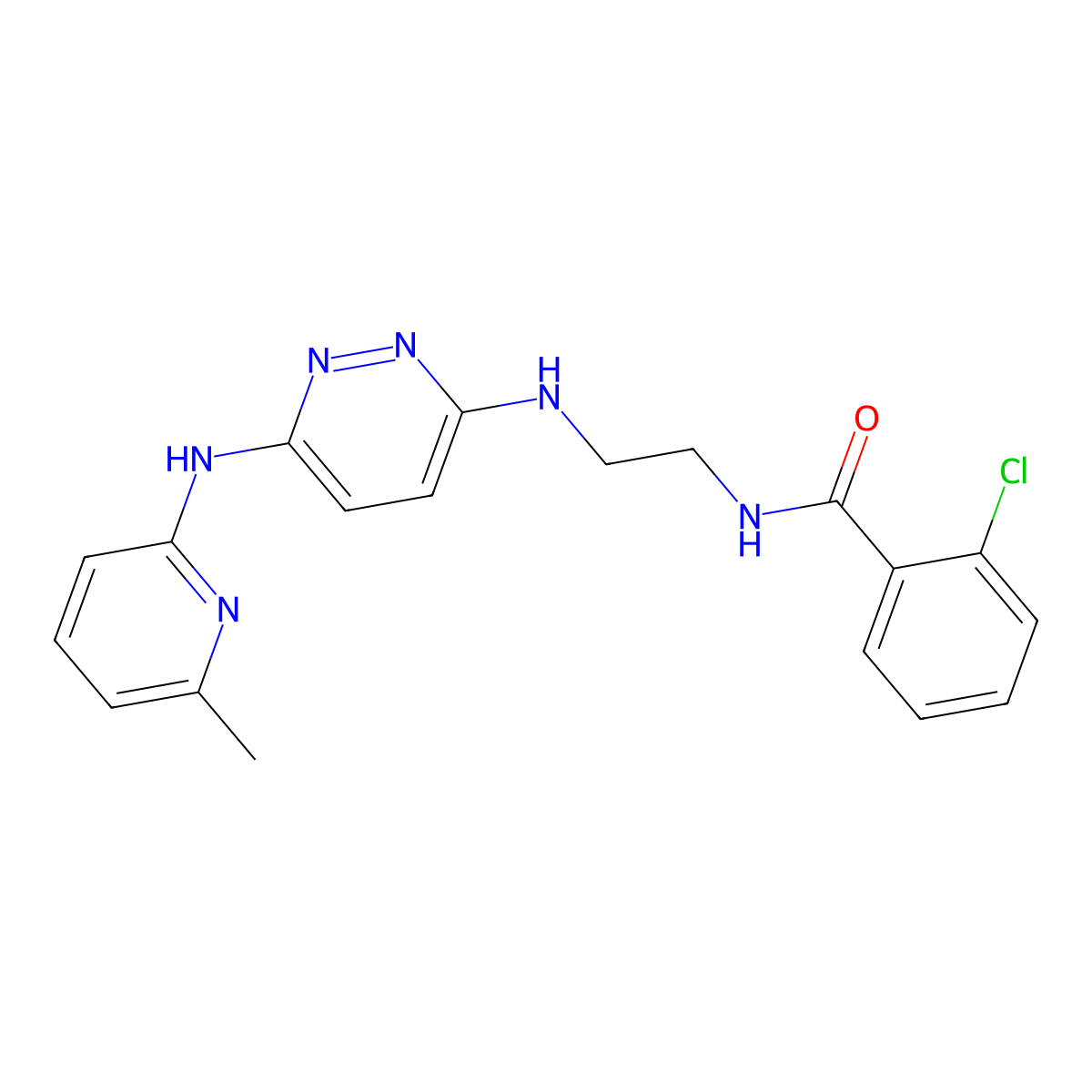 2-chloro-N-(2-((6-((6-methylpyridin-2-yl)amino)pyridazin-3-yl)amino)ethyl)benzamide molecular structure, CAS 1021109-51-2