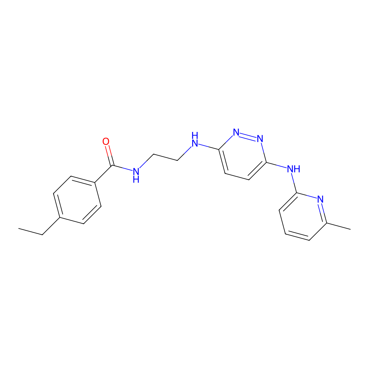 4-ethyl-N-(2-((6-((6-methylpyridin-2-yl)amino)pyridazin-3-yl)amino)ethyl)benzamide molecular structure, CAS 1021109-54-5
