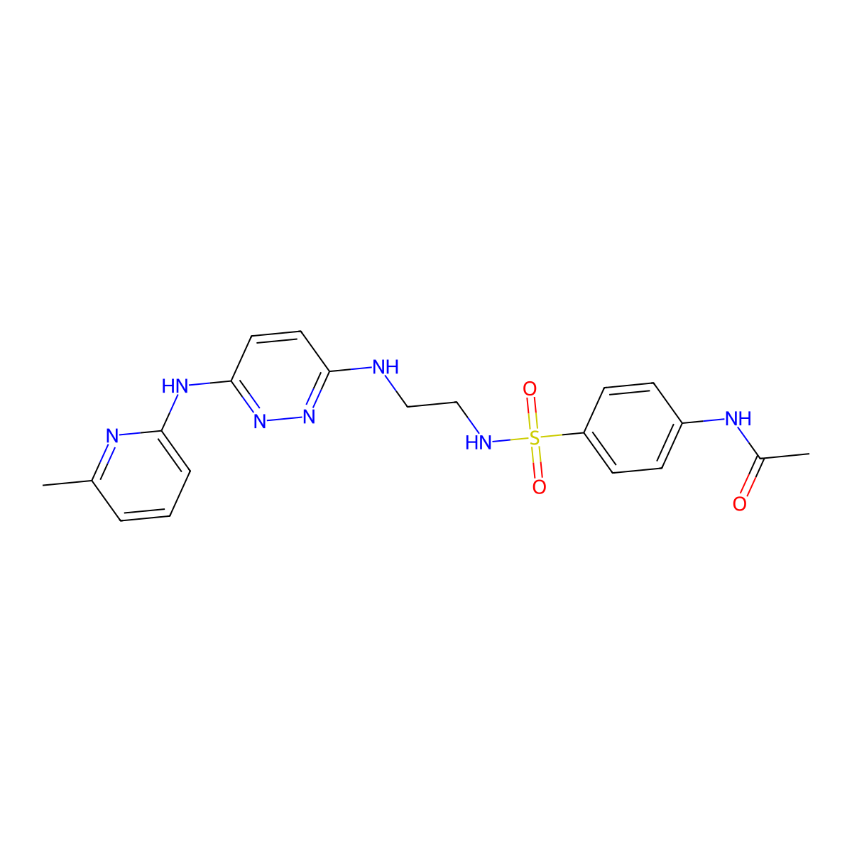 N-(4-{[2-({6-[(6-methylpyridin-2-yl)amino]pyridazin-3-yl}amino)ethyl]sulfamoyl}phenyl)acetamide molecular structure, CAS 1021109-60-3
