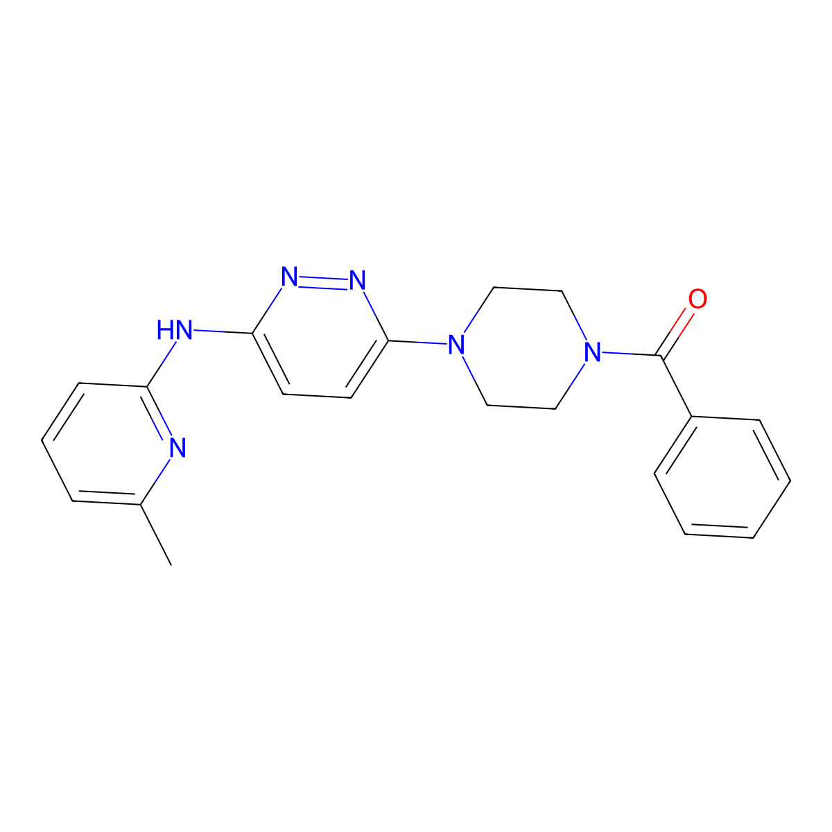 (4-(6-((6-Methylpyridin-2-yl)amino)pyridazin-3-yl)piperazin-1-yl)(phenyl)methanone molecular structure, CAS 1021109-66-9