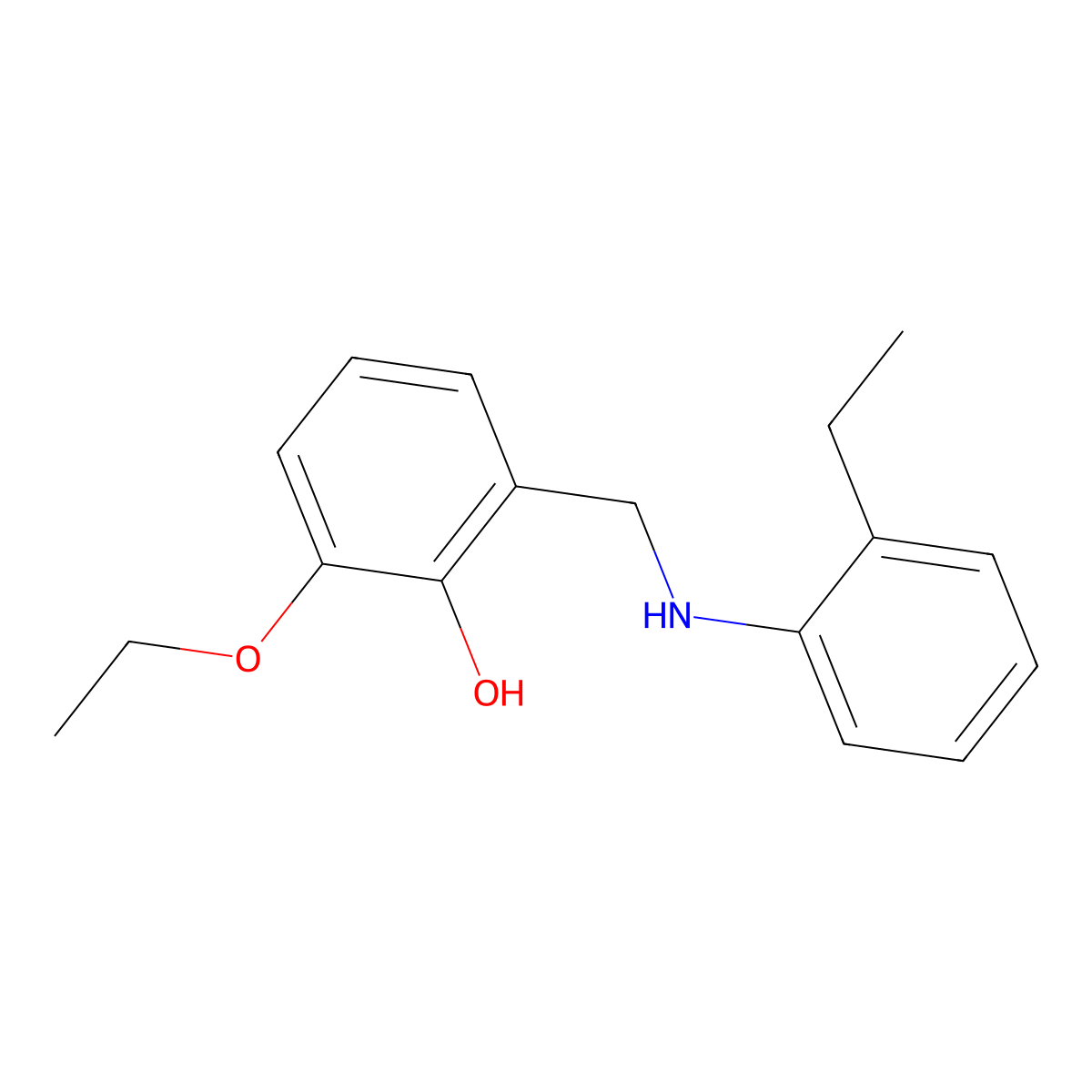 2-Ethoxy-6-{[(2-ethylphenyl)amino]methyl}phenol molecular structure, CAS 1021110-82-6