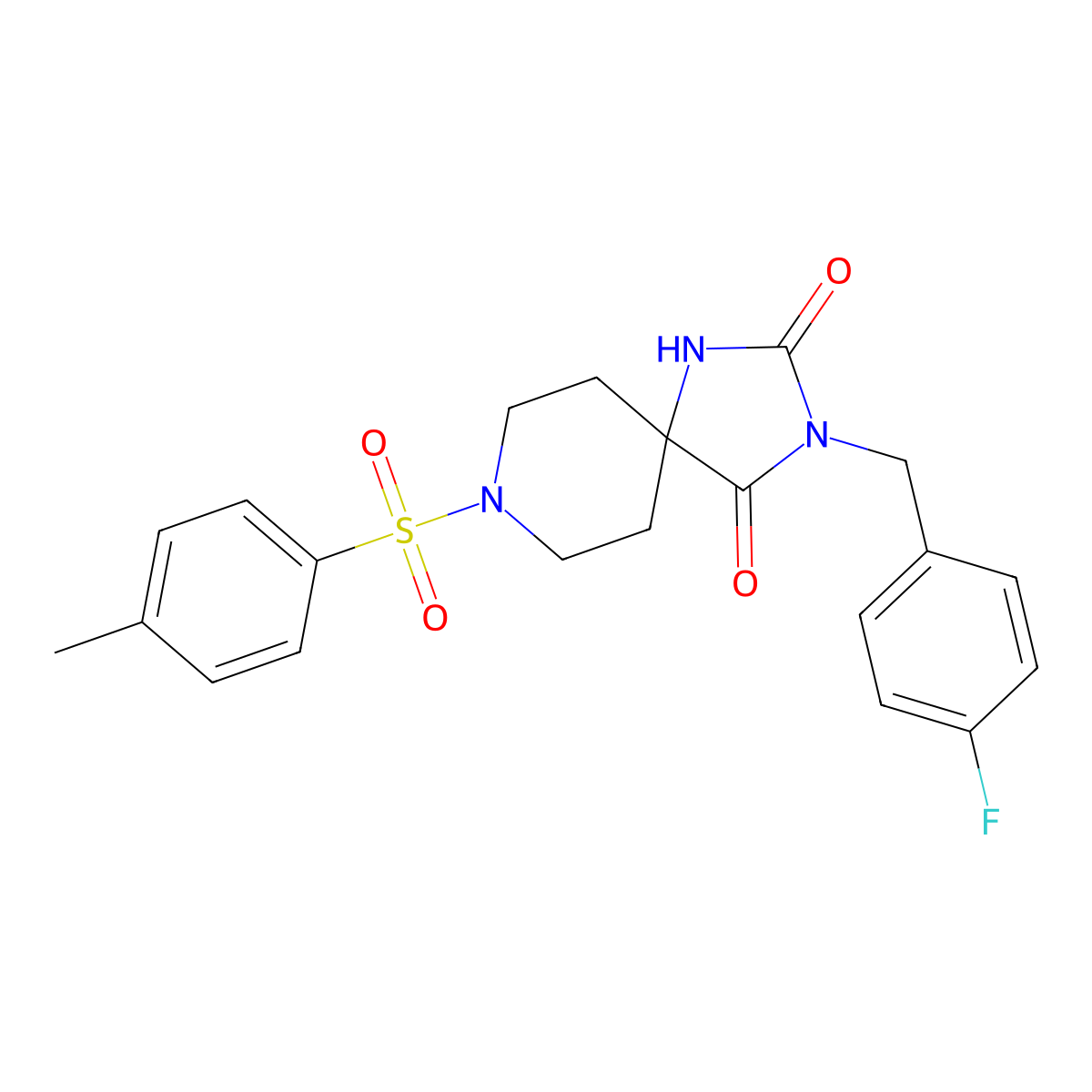 3-(4-Fluorobenzyl)-8-tosyl-1,3,8-triazaspiro[4.5]decane-2,4-dione molecular structure, CAS 1021111-17-0