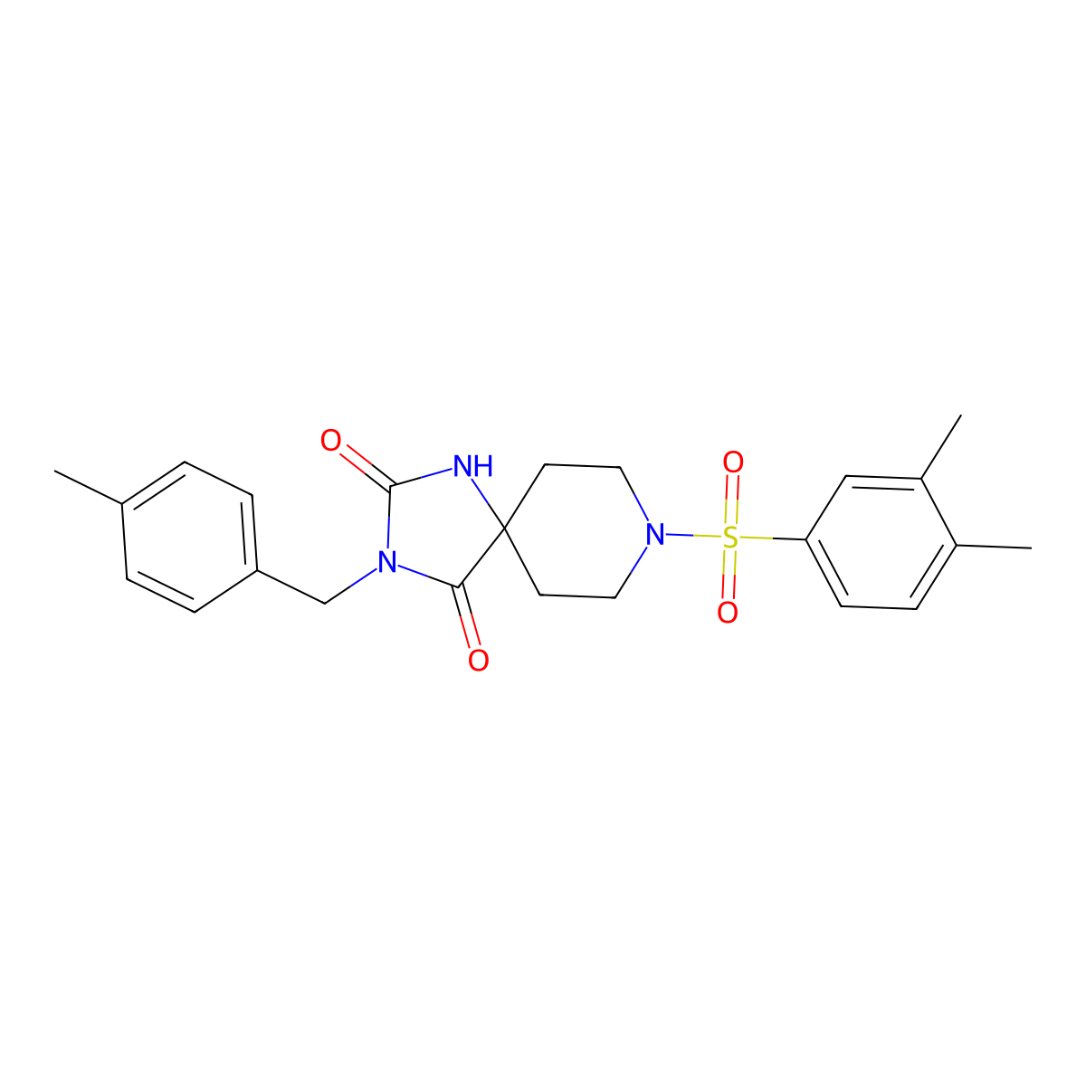 8-((3,4-Dimethylphenyl)sulfonyl)-3-(4-methylbenzyl)-1,3,8-triazaspiro[4.5]decane-2,4-dione molecular structure, CAS 1021111-24-9