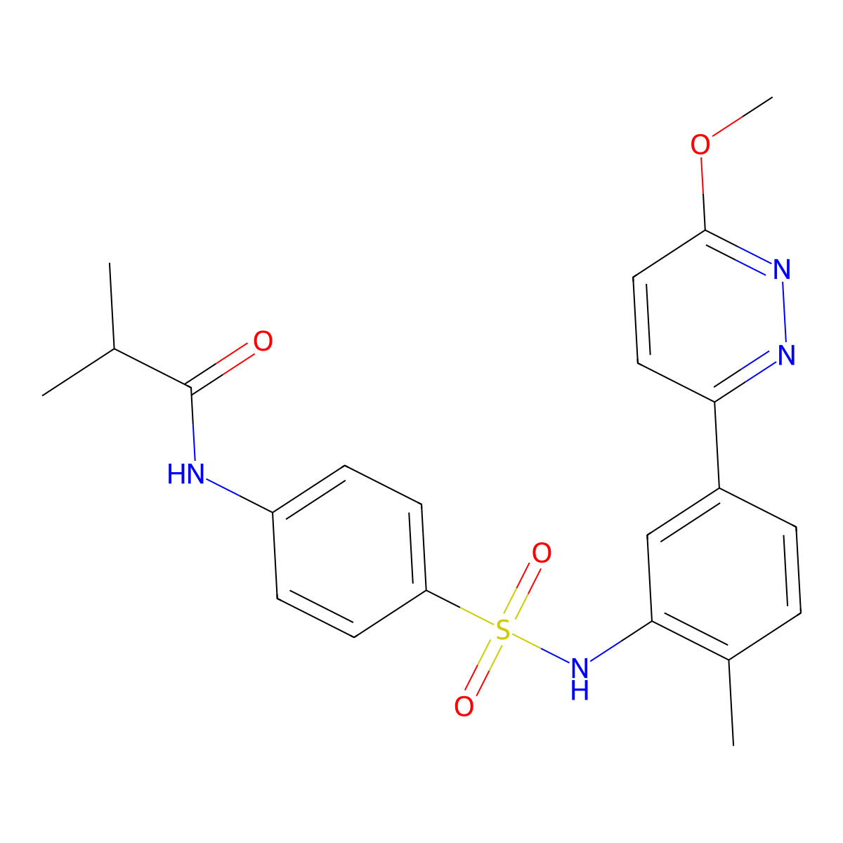 N-(4-(N-(5-(6-methoxypyridazin-3-yl)-2-methylphenyl)sulfamoyl)phenyl)isobutyramide molecular structure, CAS 1021111-65-8