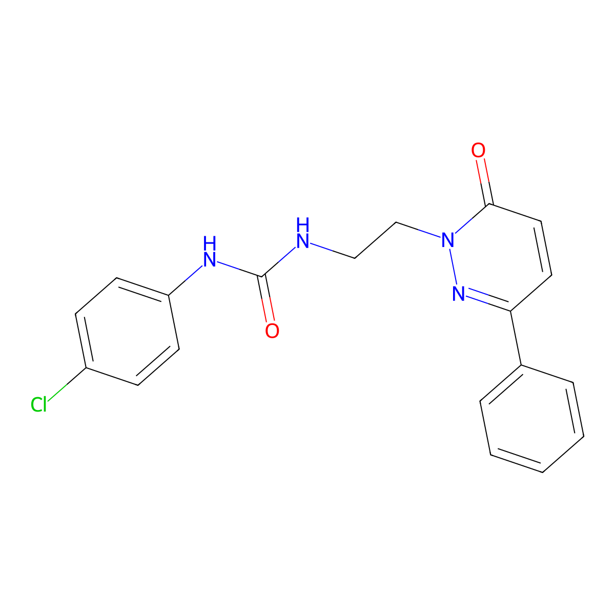 1-(4-chlorophenyl)-3-(2-(6-oxo-3-phenylpyridazin-1(6H)-yl)ethyl)urea molecular structure, CAS 1021111-79-4