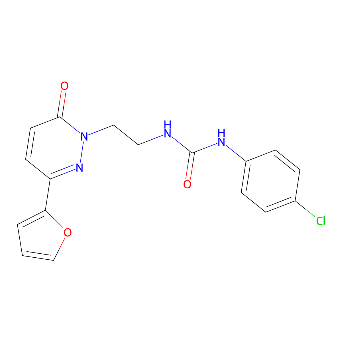1-(4-chlorophenyl)-3-(2-(3-(furan-2-yl)-6-oxopyridazin-1(6H)-yl)ethyl)urea molecular structure, CAS 1021111-81-8