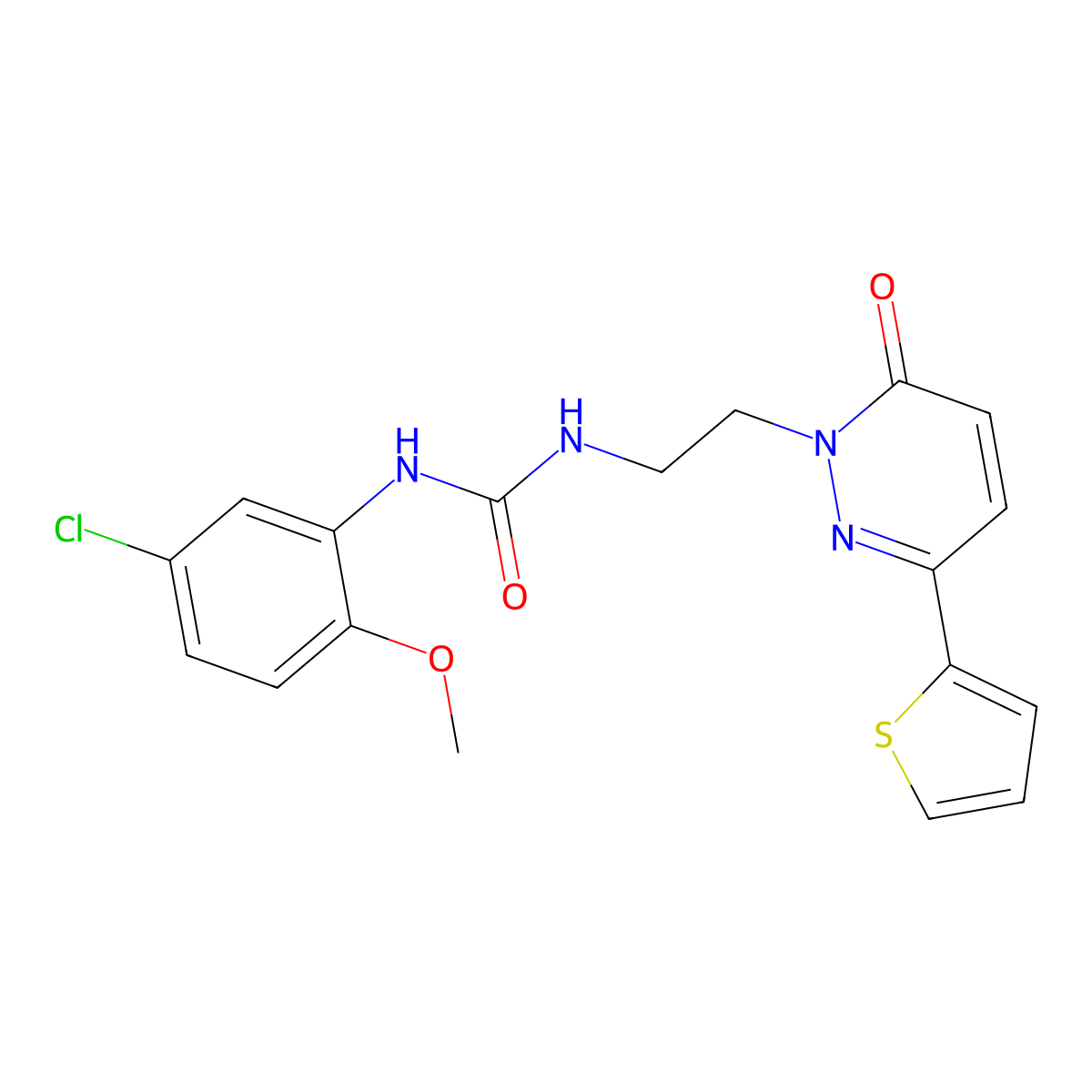 1-(5-chloro-2-methoxyphenyl)-3-(2-(6-oxo-3-(thiophen-2-yl)pyridazin-1(6H)-yl)ethyl)urea molecular structure, CAS 1021111-83-0