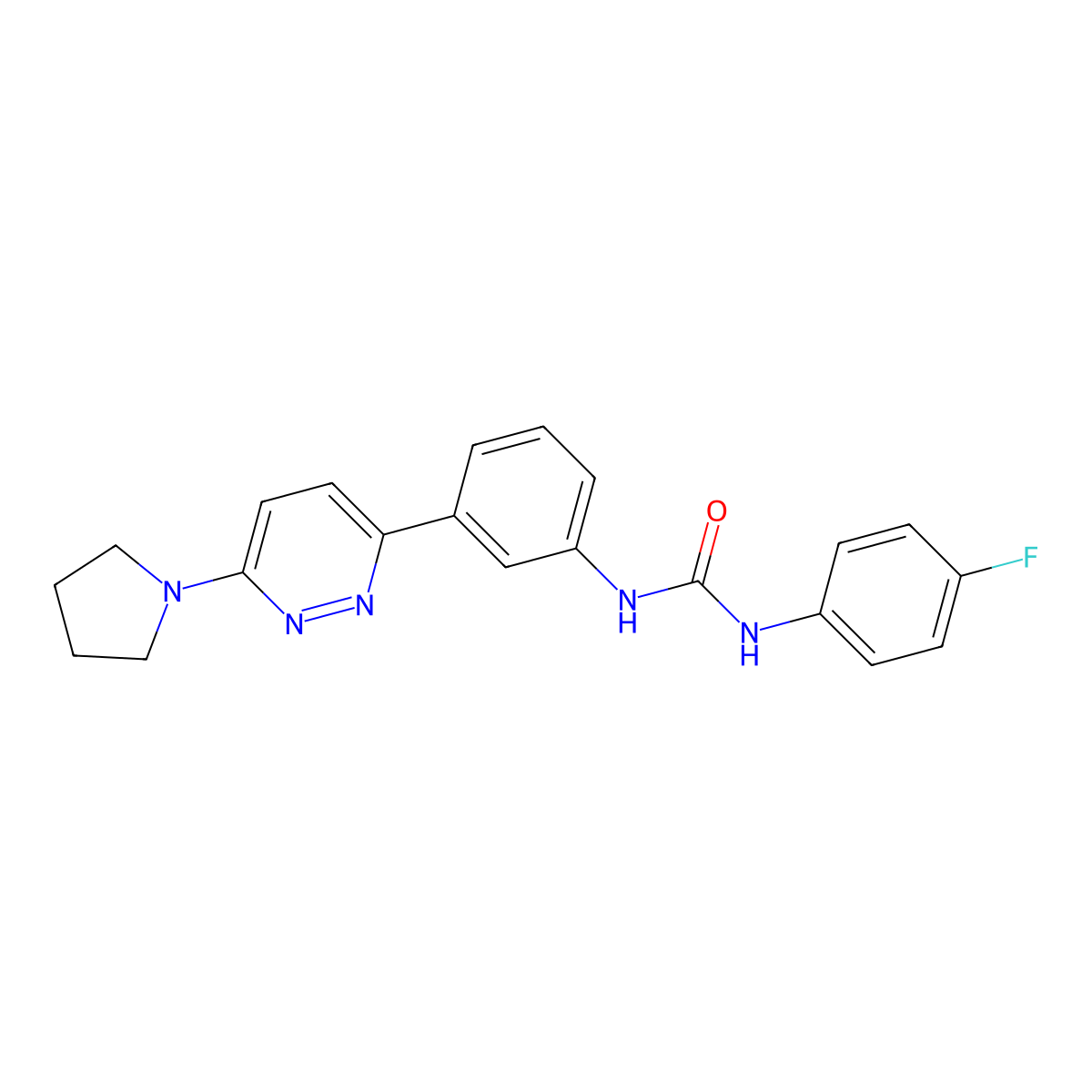 1-(4-Fluorophenyl)-3-(3-(6-(pyrrolidin-1-yl)pyridazin-3-yl)phenyl)urea molecular structure, CAS 1021111-88-5