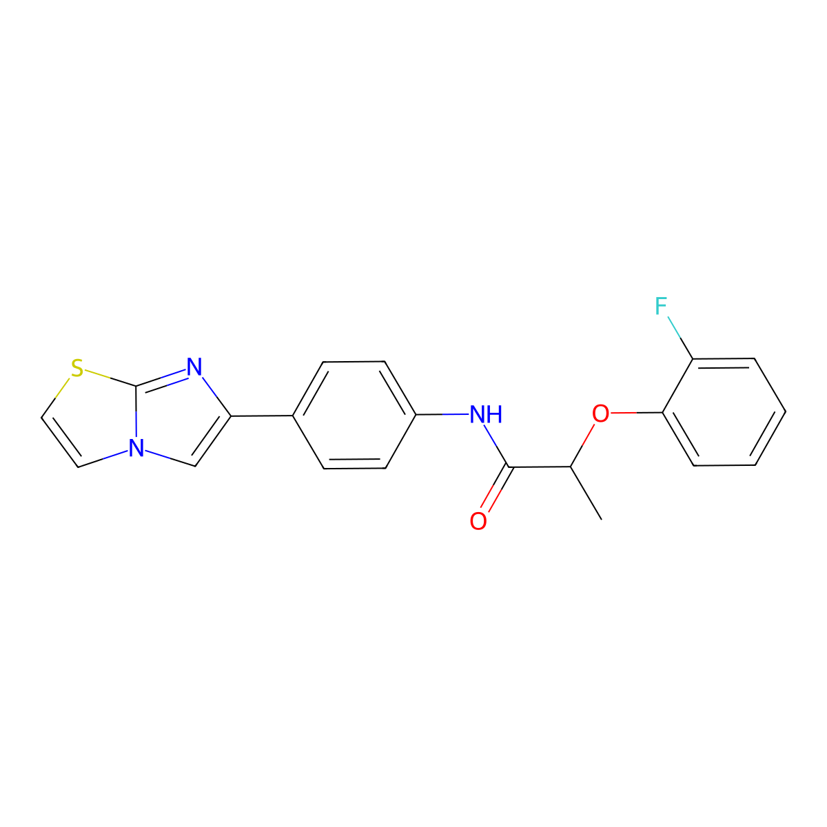 2-(2-fluorophenoxy)-N-(4-(imidazo[2,1-b]thiazol-6-yl)phenyl)propanamide molecular structure, CAS 1021111-96-5
