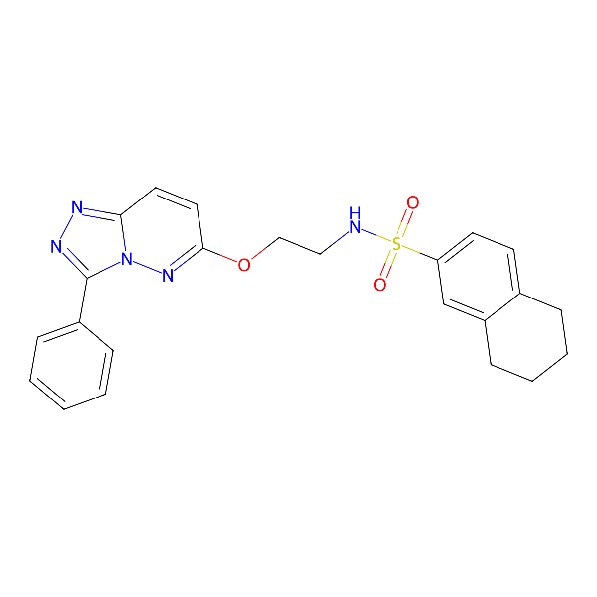 N-(2-((3-phenyl-[1,2,4]triazolo[4,3-b]pyridazin-6-yl)oxy)ethyl)-5,6,7,8-tetrahydronaphthalene-2-sulfonamide molecular structure, CAS 1021112-07-1