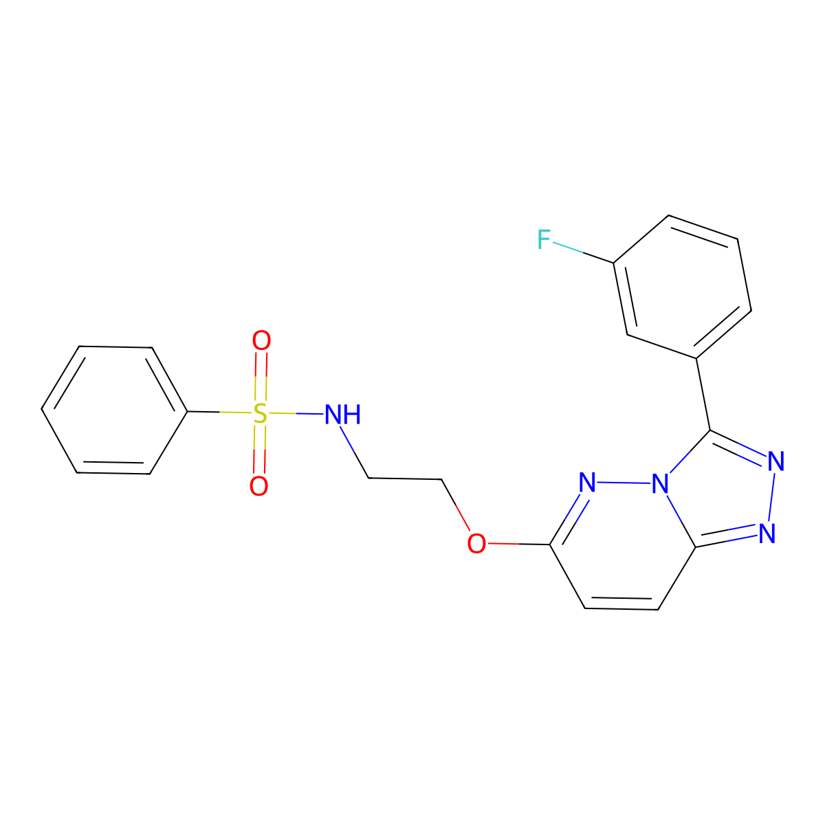 N-(2-((3-(3-fluorophenyl)-[1,2,4]triazolo[4,3-b]pyridazin-6-yl)oxy)ethyl)benzenesulfonamide molecular structure, CAS 1021112-15-1