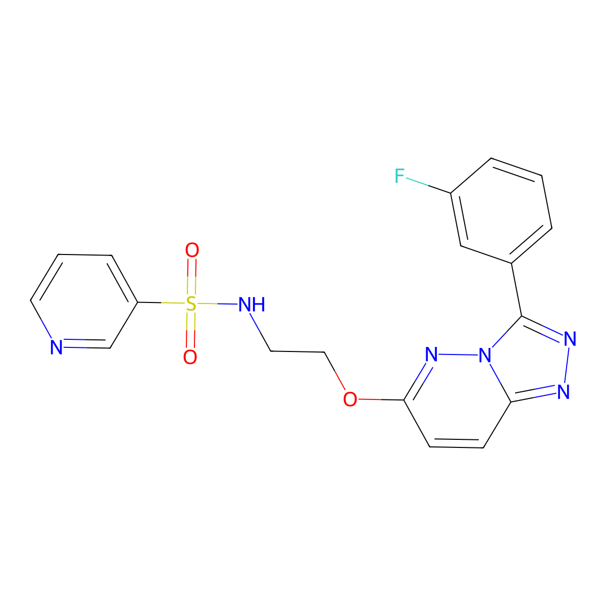 N-(2-((3-(3-fluorophenyl)-[1,2,4]triazolo[4,3-b]pyridazin-6-yl)oxy)ethyl)pyridine-3-sulfonamide molecular structure, CAS 1021112-18-4