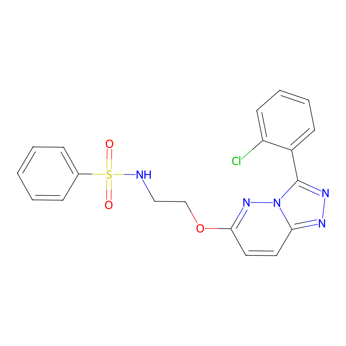 N-(2-((3-(2-chlorophenyl)-[1,2,4]triazolo[4,3-b]pyridazin-6-yl)oxy)ethyl)benzenesulfonamide molecular structure, CAS 1021112-30-0