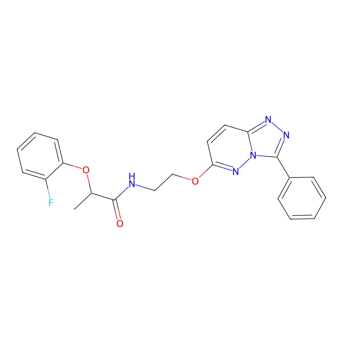 2-(2-fluorophenoxy)-N-(2-((3-phenyl-[1,2,4]triazolo[4,3-b]pyridazin-6-yl)oxy)ethyl)propanamide molecular structure, CAS 1021112-42-4