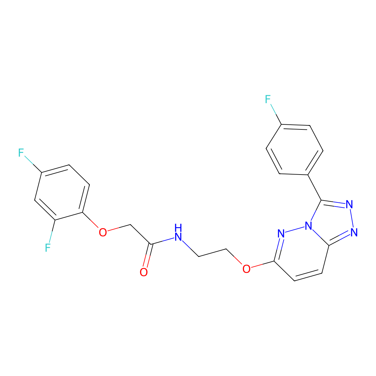 2-(2,4-difluorophenoxy)-N-(2-((3-(4-fluorophenyl)-[1,2,4]triazolo[4,3-b]pyridazin-6-yl)oxy)ethyl)acetamide molecular structure, CAS 1021112-46-8