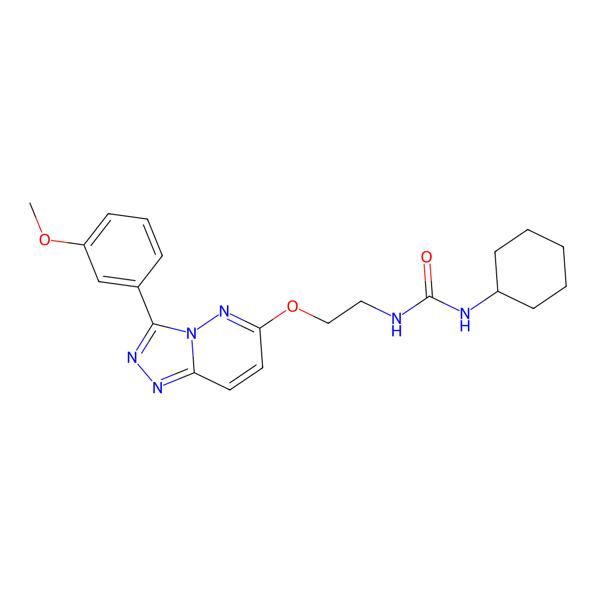 1-Cyclohexyl-3-(2-((3-(3-methoxyphenyl)-[1,2,4]triazolo[4,3-b]pyridazin-6-yl)oxy)ethyl)urea molecular structure, CAS 1021112-53-7