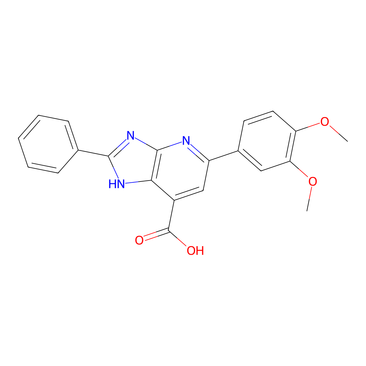 5-(3,4-dimethoxyphenyl)-2-phenyl-3H-imidazo[4,5-b]pyridine-7-carboxylic acid molecular structure, CAS 1021113-17-6