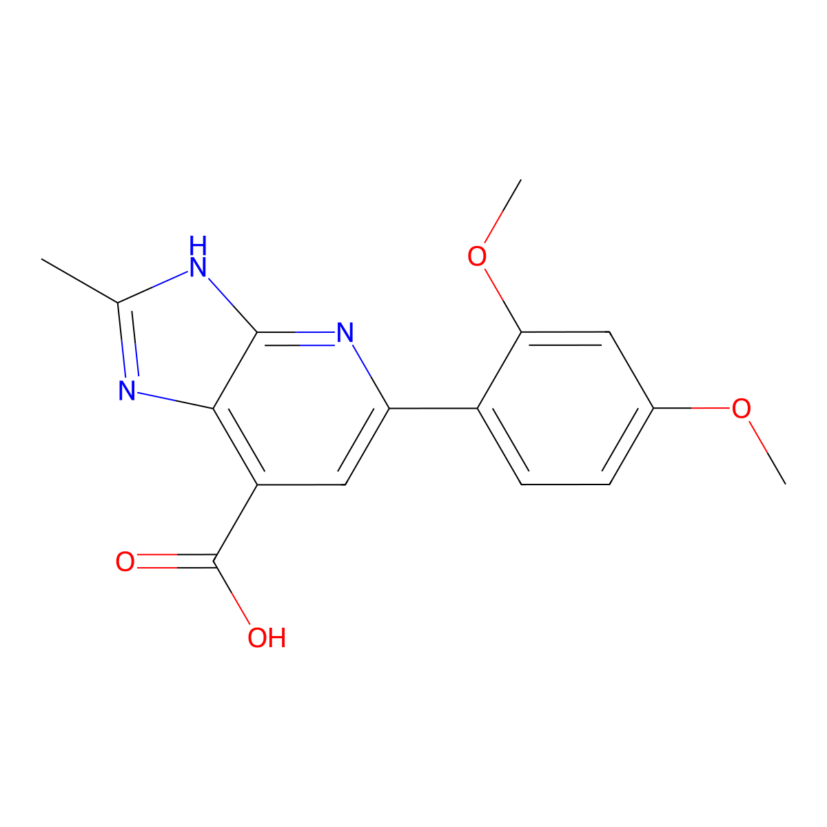 5-(2,4-dimethoxyphenyl)-2-methyl-3H-imidazo[4,5-b]pyridine-7-carboxylic acid molecular structure, CAS 1021113-25-6