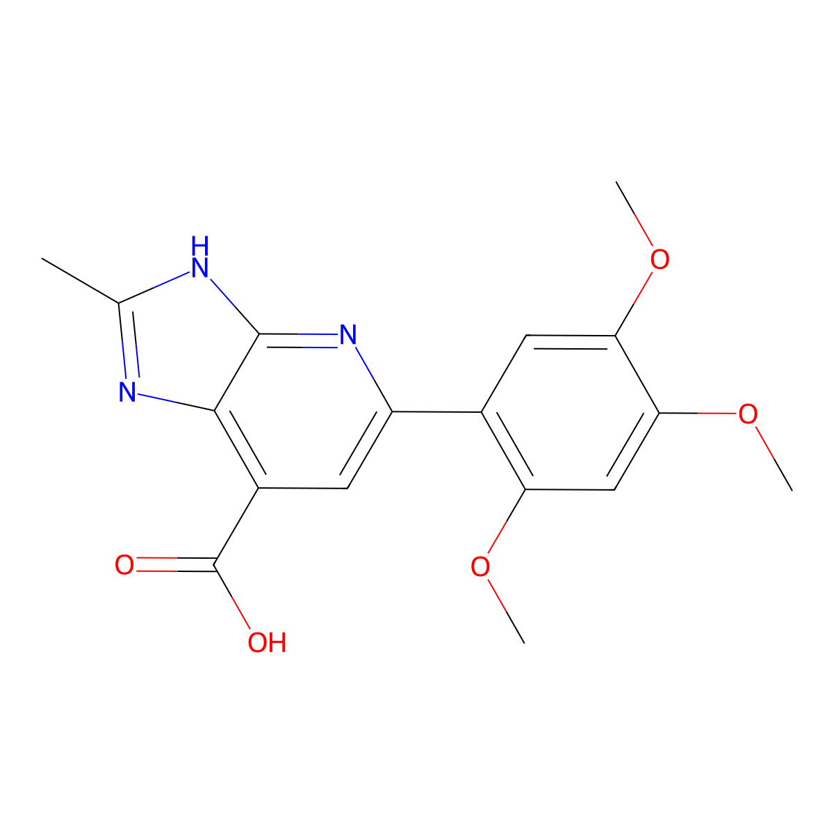 2-methyl-5-(2,4,5-trimethoxyphenyl)-3H-imidazo[4,5-b]pyridine-7-carboxylic acid molecular structure, CAS 1021113-26-7
