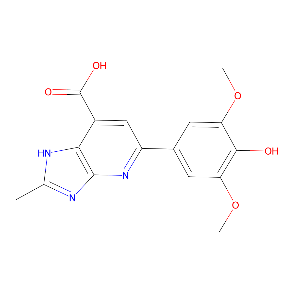 5-(4-hydroxy-3,5-dimethoxyphenyl)-2-methyl-3H-imidazo[4,5-b]pyridine-7-carboxylic acid molecular structure, CAS 1021113-27-8