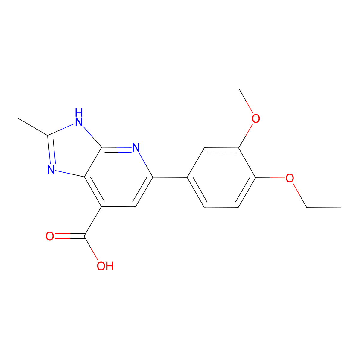 5-(4-ethoxy-3-methoxyphenyl)-2-methyl-3H-imidazo[4,5-b]pyridine-7-carboxylic acid molecular structure, CAS 1021113-29-0
