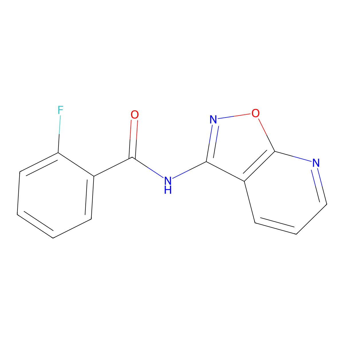 2-fluoro-N-([1,2]oxazolo[5,4-b]pyridin-3-yl)benzamide molecular structure, CAS 1021113-39-2