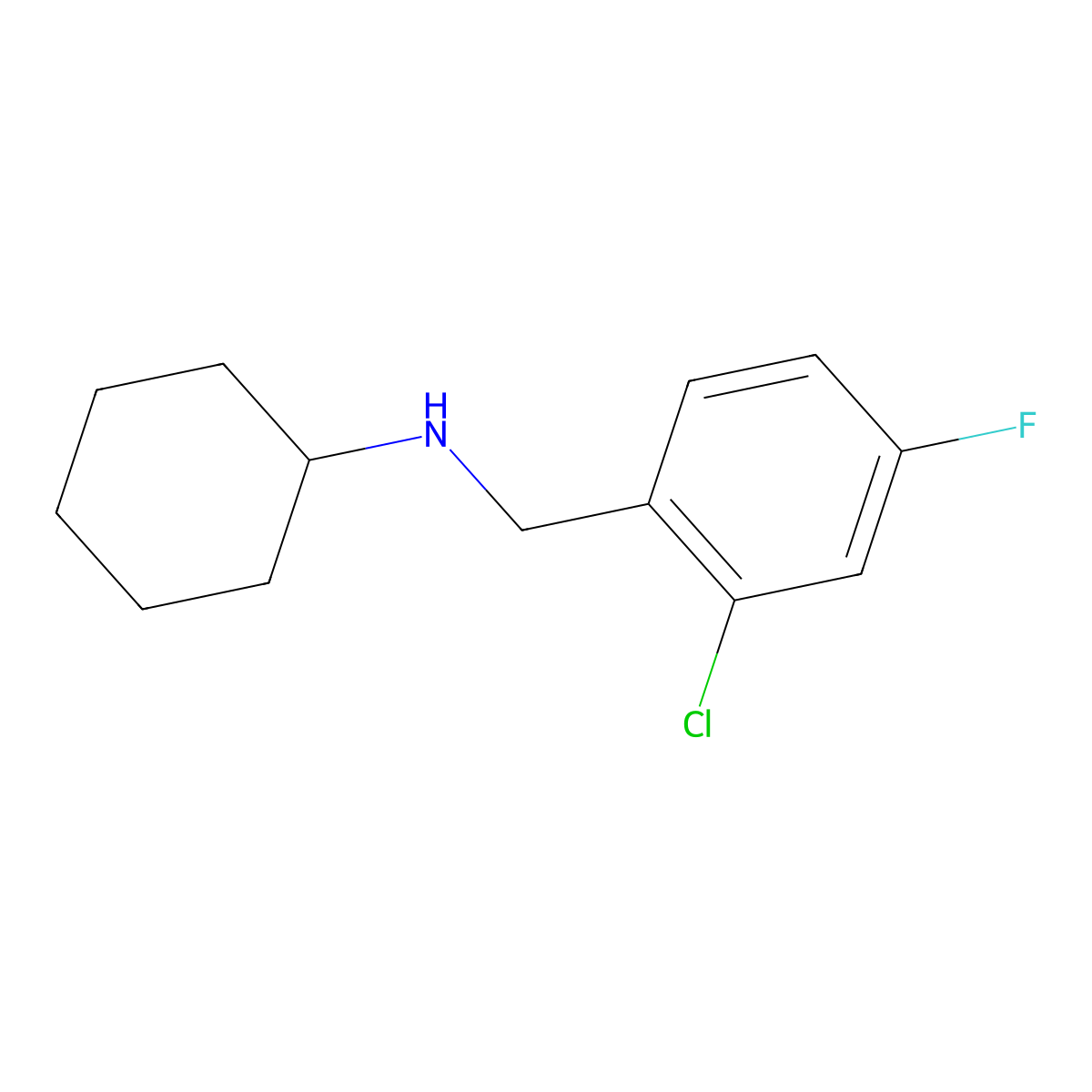 N-[(2-chloro-4-fluorophenyl)methyl]cyclohexanamine molecular structure, CAS 1021113-98-3