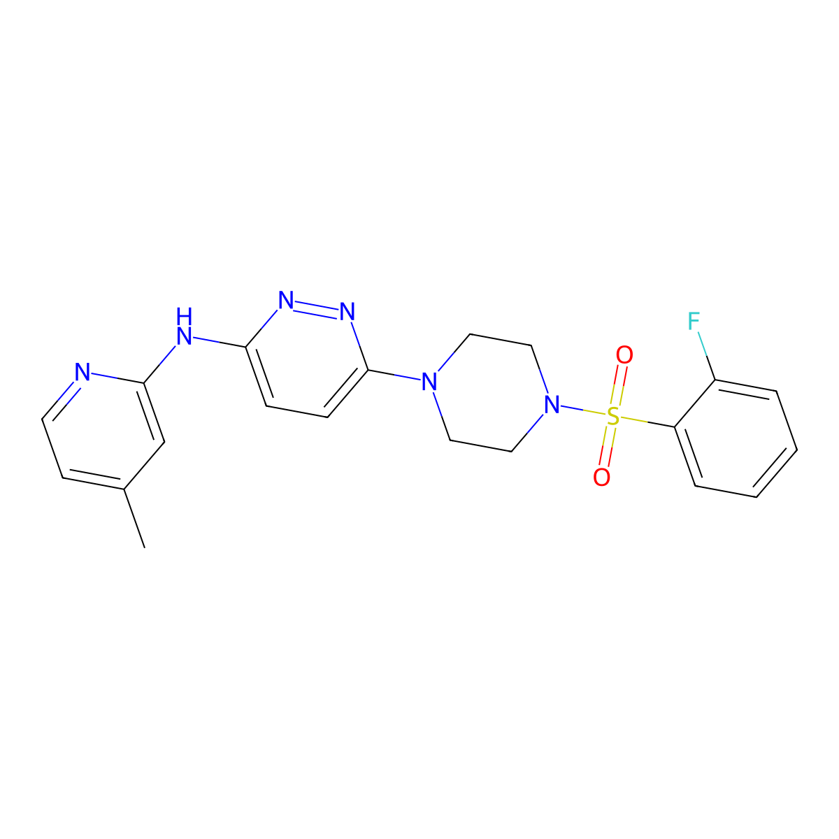 6-[4-(2-fluorobenzenesulfonyl)piperazin-1-yl]-N-(4-methylpyridin-2-yl)pyridazin-3-amine molecular structure, CAS 1021114-36-2