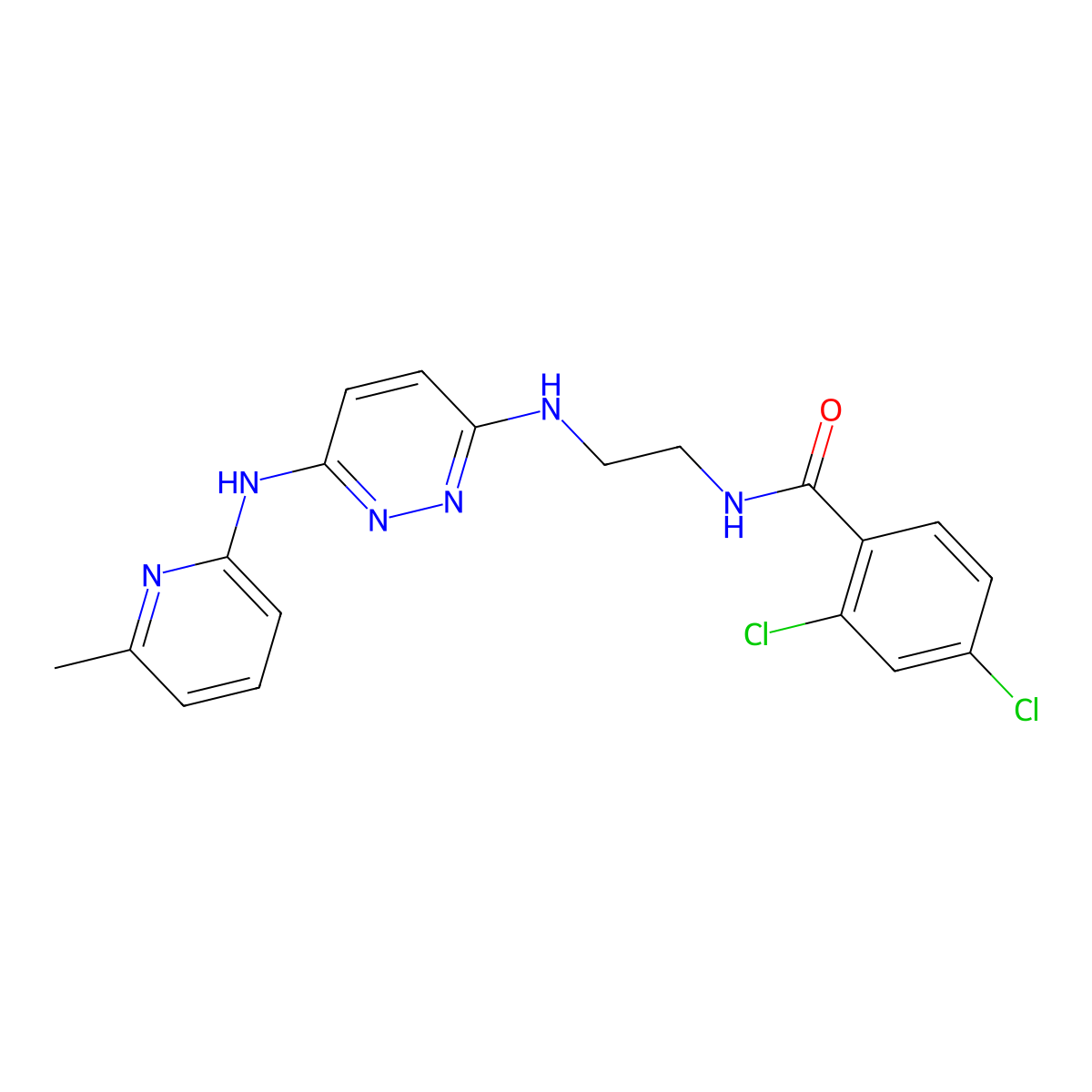 2,4-dichloro-N-(2-((6-((6-methylpyridin-2-yl)amino)pyridazin-3-yl)amino)ethyl)benzamide molecular structure, CAS 1021114-42-0