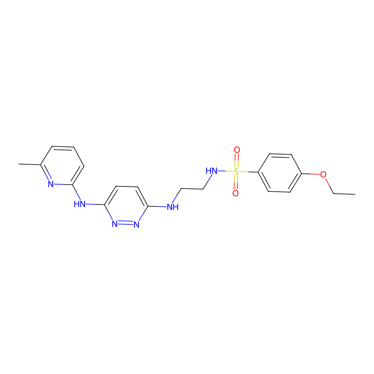 4-ethoxy-N-(2-((6-((6-methylpyridin-2-yl)amino)pyridazin-3-yl)amino)ethyl)benzenesulfonamide molecular structure, CAS 1021114-49-7